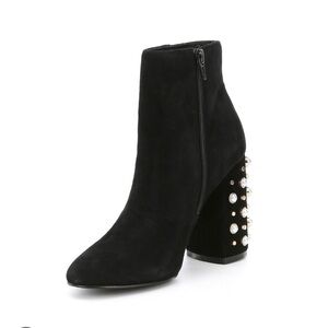 Steve Madden Black Heeled Boots with Pearl Embellishments